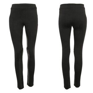 Theory Hasna Rave Leather-Trim Dark Navy Jersey Leggings